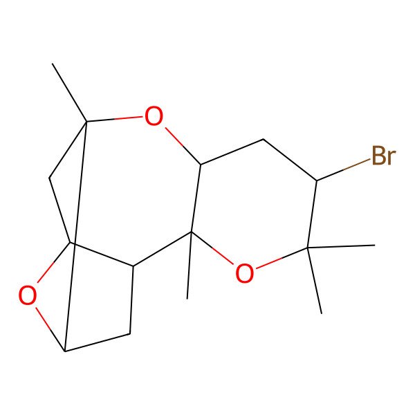 2D Structure of 12-Bromo-1,8,13,13-tetramethyl-5,9,14-trioxatetracyclo[8.4.0.02,6.04,8]tetradecane