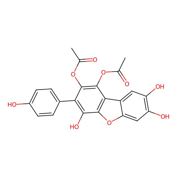 2D Structure of 1,2-Diacetoxy-4,7,8-trihydroxy-3-(4-hydroxyphenyl)dibenzofuran