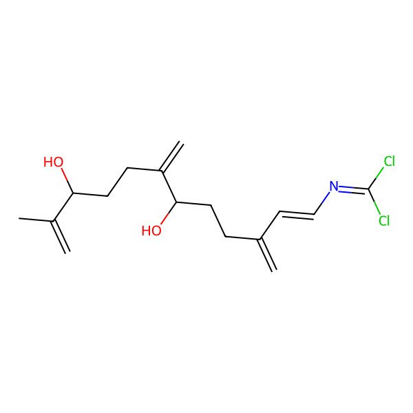 2D Structure of 12-(Dichloromethylideneamino)-2-methyl-6,10-dimethylidenedodeca-1,11-diene-3,7-diol