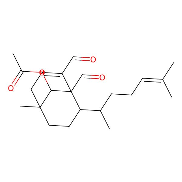 2D Structure of [1,2-Diformyl-5-methyl-8-(6-methylhept-5-en-2-yl)-9-bicyclo[3.3.1]non-2-enyl] acetate