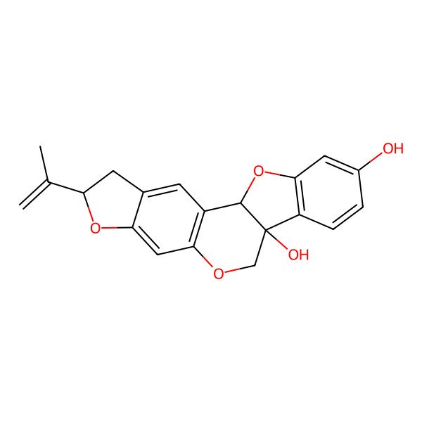 2D Structure of 1,2-Dihydro-2-(1-methylethenyl)-6H-benzofuro[3,2-c]furo[3,2-g][1]benzopyran-6a,9(11aH)-diol, 9CI
