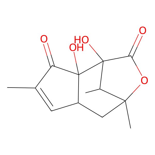 2D Structure of 1,2-Dihydroxy-4,8,11-trimethyl-9-oxatricyclo[6.2.1.02,6]undec-4-ene-3,10-dione