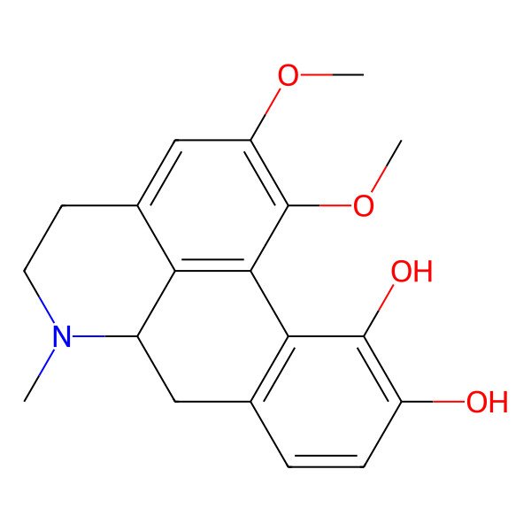 2D Structure of 1,2-dimethoxy-6-methyl-5,6,6a,7-tetrahydro-4H-dibenzo[de,g]quinoline-10,11-diol