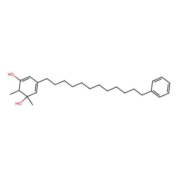 2D Structure of 1,2-Dimethyl-5-(12-phenyldodecyl)cyclohexa-3,5-diene-1,3-diol