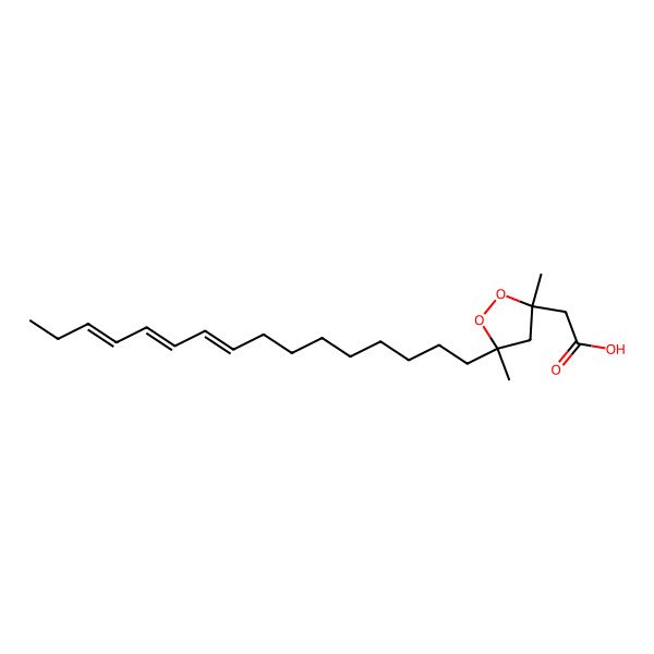 2D Structure of 1,2-Dioxolane-3-acetic acid, 5-[(9E,11E,13E)-9,11,13-hexadecatrienyl]-3,5-dimethyl-, (3S,5R)-