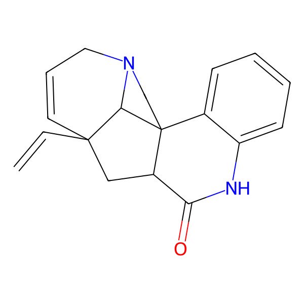 2D Structure of 12-Ethenyl-8,16-diazapentacyclo[10.6.1.01,10.02,7.016,19]nonadeca-2,4,6,13-tetraen-9-one