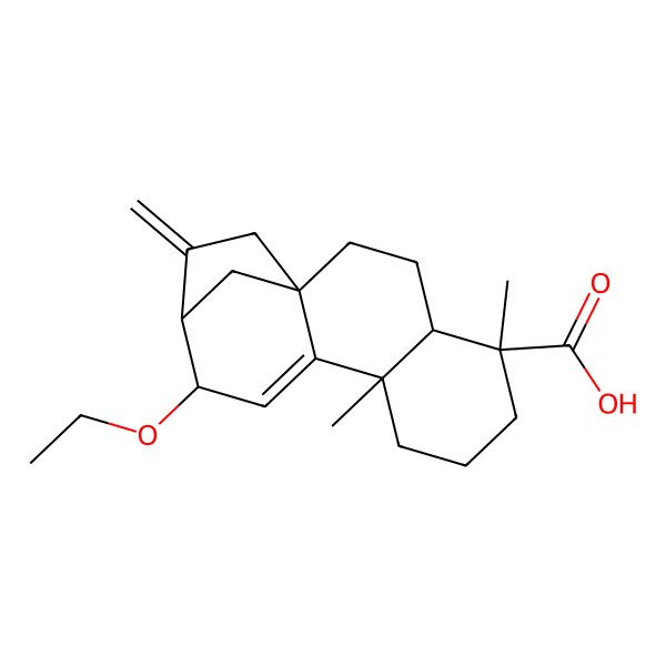 2D Structure of 12-Ethoxy-5,9-dimethyl-14-methylidenetetracyclo[11.2.1.01,10.04,9]hexadec-10-ene-5-carboxylic acid