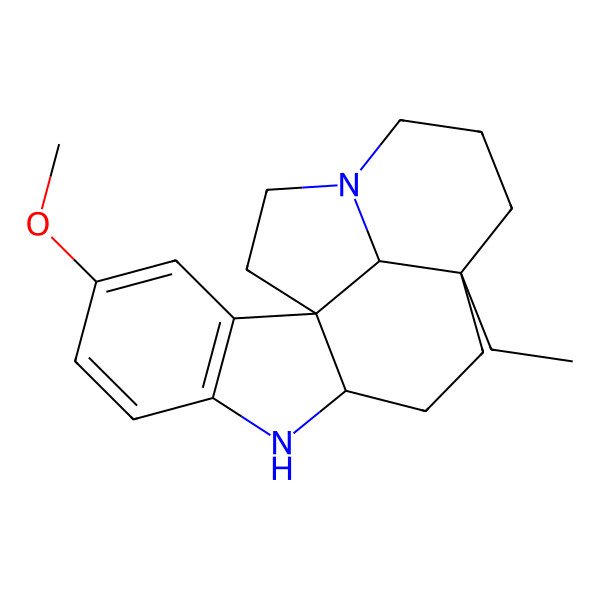 2D Structure of 12-Ethyl-4-methoxy-8,16-diazapentacyclo[10.6.1.01,9.02,7.016,19]nonadeca-2(7),3,5-triene