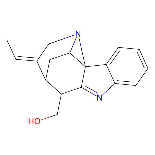 2D Structure of (12-Ethylidene-8,14-diazapentacyclo[9.5.2.01,9.02,7.014,17]octadeca-2,4,6,8-tetraen-10-yl)methanol