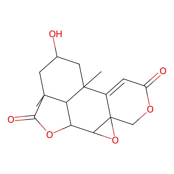 2D Structure of 12-Hydroxy-10,14-dimethyl-3,6,16-trioxapentacyclo[8.6.1.02,4.04,9.014,17]heptadec-8-ene-7,15-dione