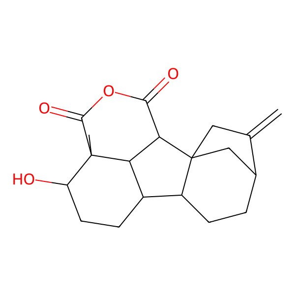 2D Structure of 12-Hydroxy-13-methyl-4-methylidene-15-oxapentacyclo[7.7.1.12,5.02,8.013,17]octadecane-14,16-dione