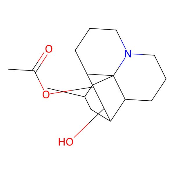 2D Structure of (12-Hydroxy-15-methyl-6-azatetracyclo[8.6.0.01,6.02,13]hexadecan-11-yl) acetate