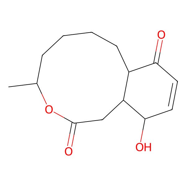 2D Structure of 12-hydroxy-4-methyl-4,5,6,7,8,8a,12,12a-octahydro-1H-3-benzoxecine-2,9-dione