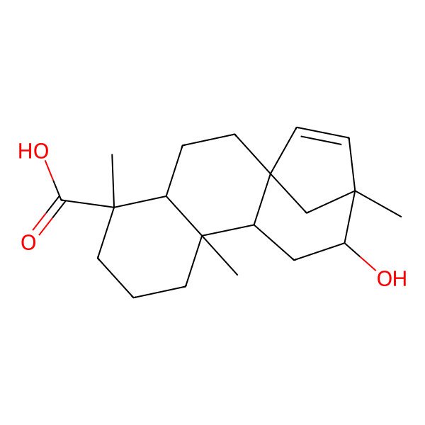 2D Structure of 12-Hydroxy-5,9,13-trimethyltetracyclo[11.2.1.01,10.04,9]hexadec-14-ene-5-carboxylic acid