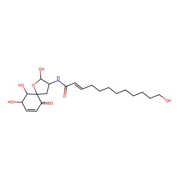2D Structure of 12-hydroxy-N-(2,9,10-trihydroxy-6-oxo-1-oxaspiro[4.5]dec-7-en-3-yl)dodec-2-enamide