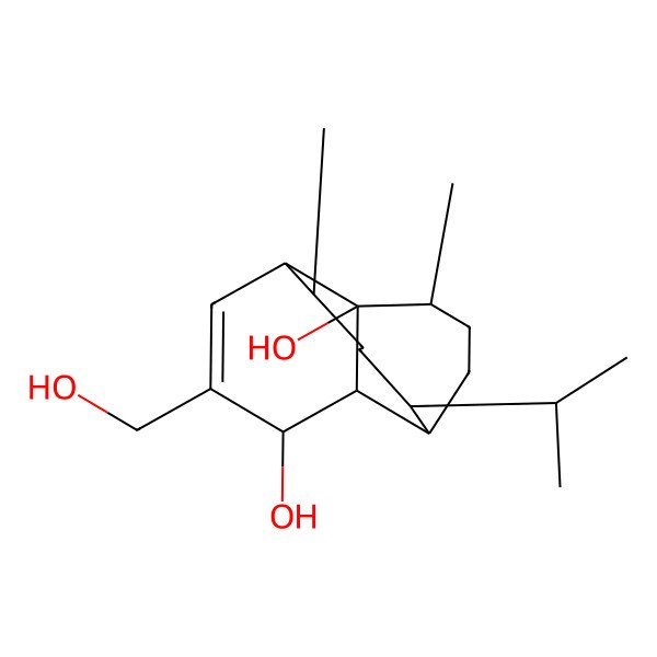 2D Structure of 12-(Hydroxymethyl)-2,9-dimethyl-6-propan-2-yltricyclo[8.4.0.05,14]tetradec-11-ene-1,13-diol