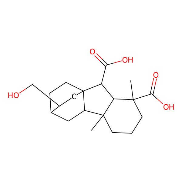 2D Structure of 12-(Hydroxymethyl)-4,8-dimethyltetracyclo[9.2.2.01,9.03,8]pentadecane-2,4-dicarboxylic acid
