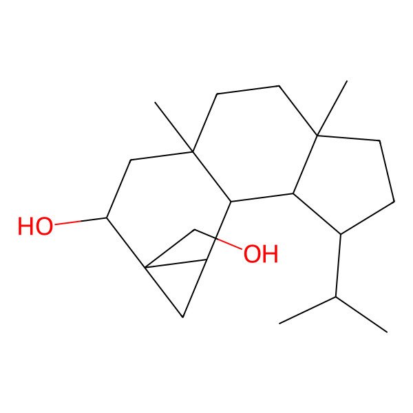 2D Structure of 12-(Hydroxymethyl)-6,9-dimethyl-3-propan-2-yltetracyclo[7.5.0.02,6.012,14]tetradecan-11-ol