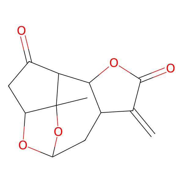 2D Structure of 12-Methyl-4-methylidene-6,13,14-trioxatetracyclo[9.2.1.03,7.08,12]tetradecane-5,9-dione