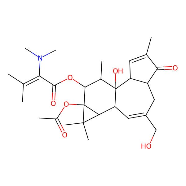 2D Structure of 12-O-[3-methyl-2-butenoyl]-4-deoxyphorbol 13-acetate