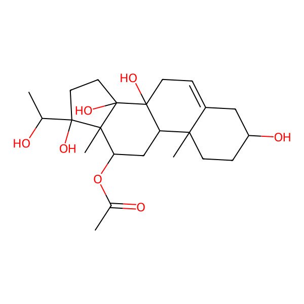 2D Structure of [(3S,8S,9R,10R,12R,13R,14R,17S)-3,8,14,17-tetrahydroxy-17-[(1S)-1-hydroxyethyl]-10,13-dimethyl-1,2,3,4,7,9,11,12,15,16-decahydrocyclopenta[a]phenanthren-12-yl] acetate