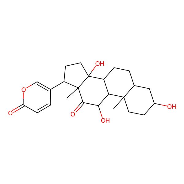 2D Structure of 12-Oxo-3-beta,11-alpha,14-trihydroxy-5-beta-bufa-20,22-dienolide