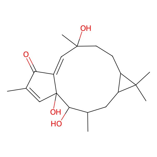 2D Structure of 1,2,10-Trihydroxy-3,6,6,10,14-pentamethyltricyclo[10.3.0.05,7]pentadeca-11,14-dien-13-one
