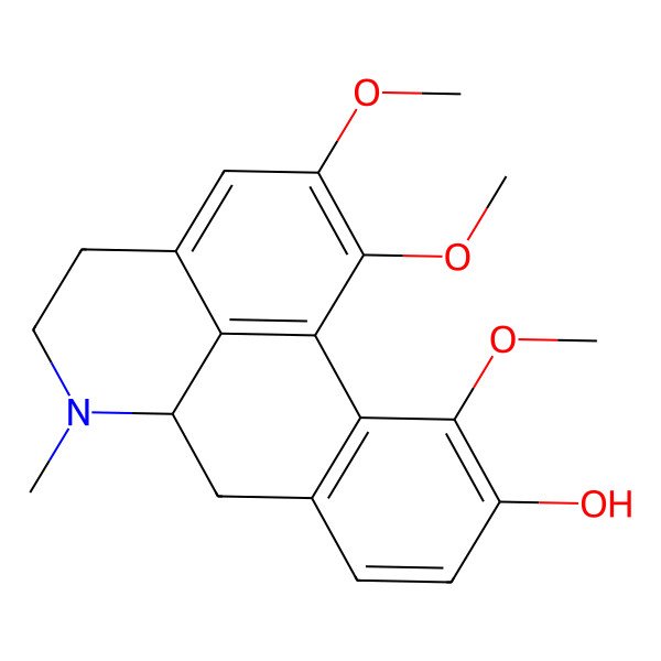 2D Structure of 1,2,11-trimethoxy-6-methyl-5,6,6a,7-tetrahydro-4H-dibenzo[de,g]quinolin-10-ol