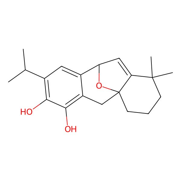 2D Structure of 12,12-Dimethyl-6-propan-2-yl-16-oxatetracyclo[7.6.1.01,11.03,8]hexadeca-3,5,7,10-tetraene-4,5-diol