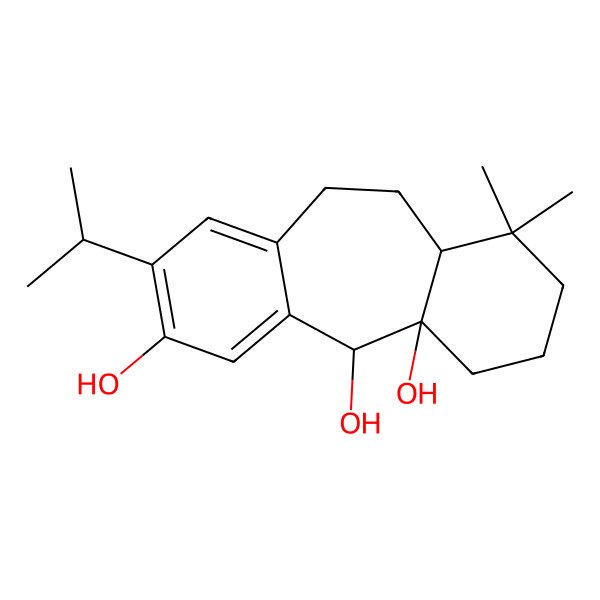 2D Structure of 12,12-Dimethyl-6-propan-2-yltricyclo[9.4.0.03,8]pentadeca-3,5,7-triene-1,2,5-triol
