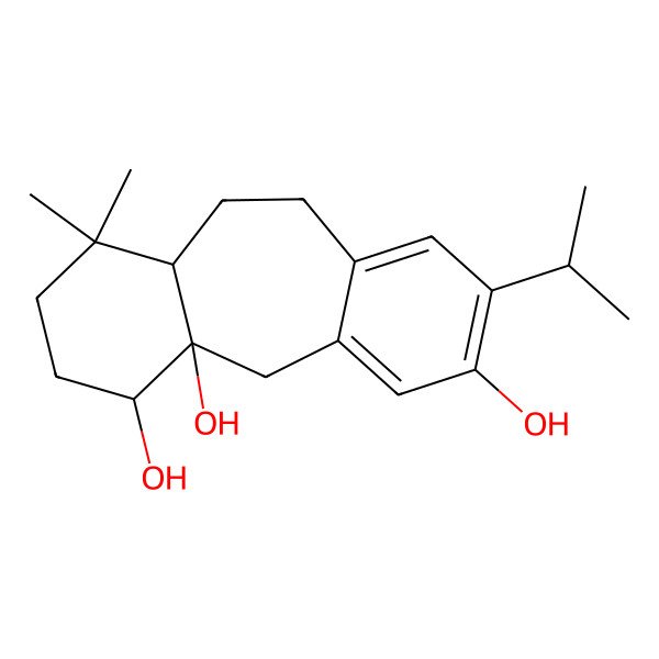 2D Structure of 12,12-Dimethyl-6-propan-2-yltricyclo[9.4.0.03,8]pentadeca-3,5,7-triene-1,5,15-triol