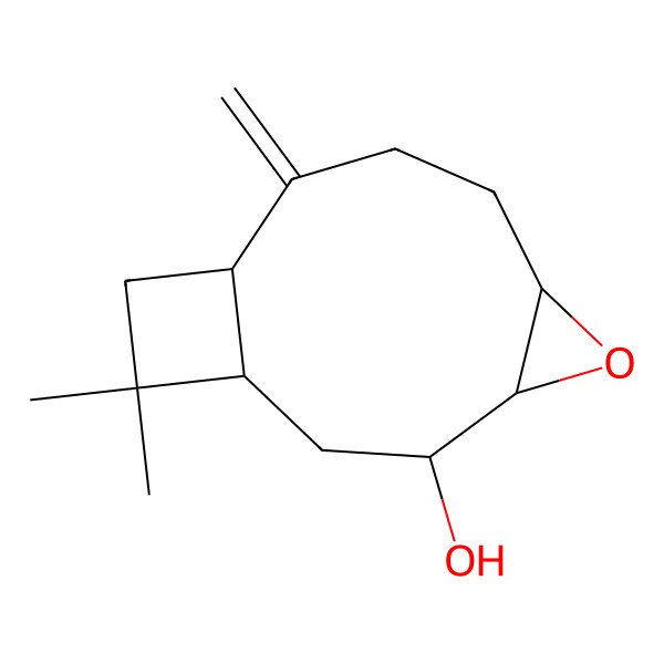 2D Structure of 12,12-Dimethyl-9-methylidene-5-oxatricyclo[8.2.0.04,6]dodecan-3-ol