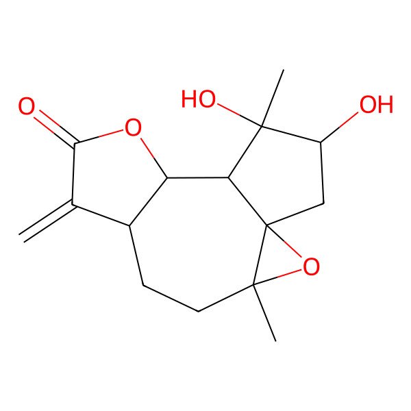 2D Structure of 12,13-Dihydroxy-3,12-dimethyl-7-methylidene-2,9-dioxatetracyclo[9.3.0.01,3.06,10]tetradecan-8-one