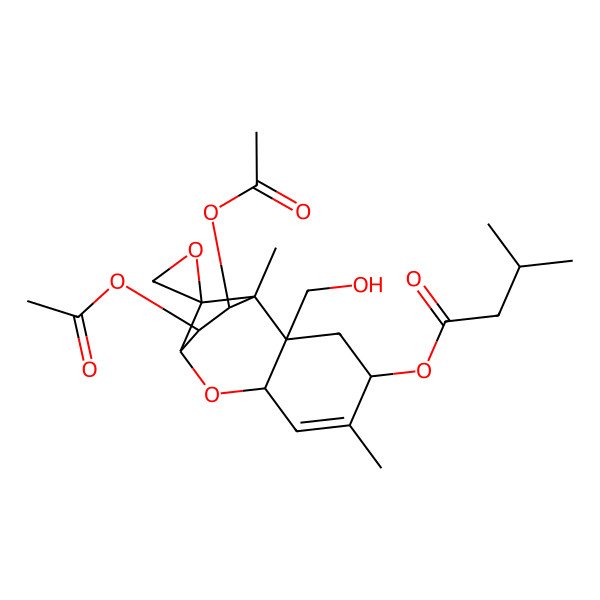 2D Structure of 12,13-Epoxytrichothec-9-ene-3-alpha,4-beta,8-alpha,15-tetrol 3,4-diacetate 8-isovalerate