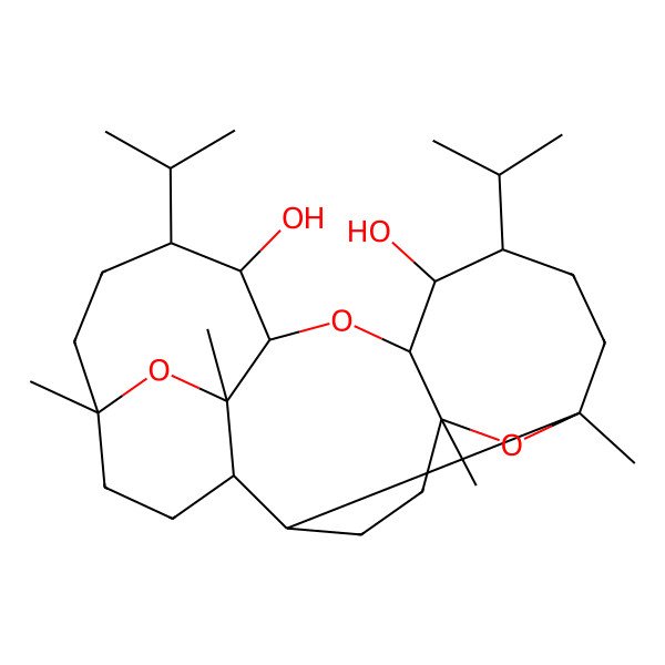 2D Structure of (4S,5R,8S,10R,17S,20R,21S,22R)-8,10,17,22-tetramethyl-5,20-di(propan-2-yl)-2,9,23-trioxapentacyclo[15.4.2.03,10.08,13.014,22]tricosane-4,21-diol