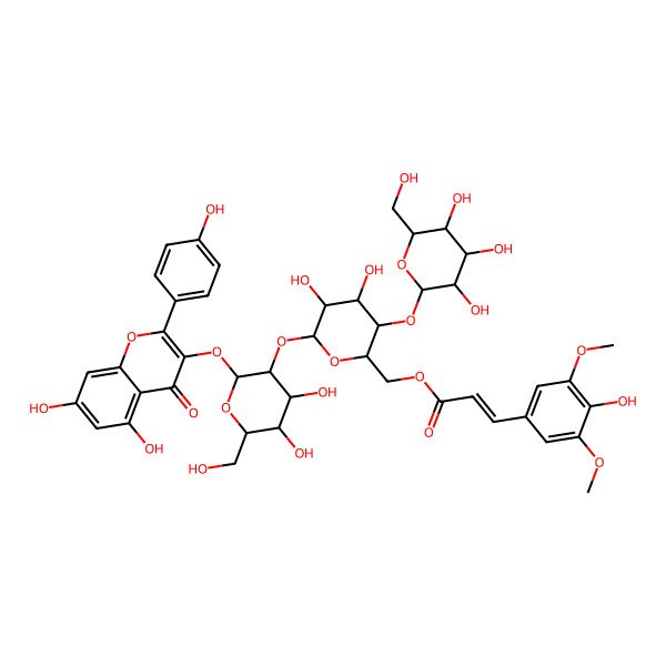 2D Structure of [6-[2-[5,7-Dihydroxy-2-(4-hydroxyphenyl)-4-oxochromen-3-yl]oxy-4,5-dihydroxy-6-(hydroxymethyl)oxan-3-yl]oxy-4,5-dihydroxy-3-[3,4,5-trihydroxy-6-(hydroxymethyl)oxan-2-yl]oxyoxan-2-yl]methyl 3-(4-hydroxy-3,5-dimethoxyphenyl)prop-2-enoate