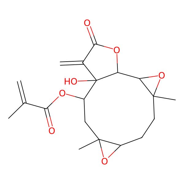 2D Structure of [(1R,2R,4R,7S,9R,11R,12S)-12-hydroxy-4,9-dimethyl-13-methylidene-14-oxo-3,8,15-trioxatetracyclo[10.3.0.02,4.07,9]pentadecan-11-yl] 2-methylprop-2-enoate
