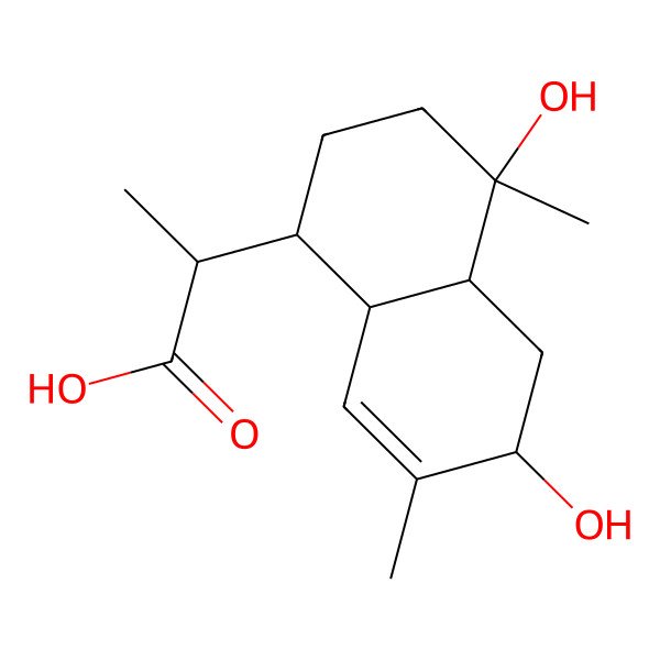 2D Structure of (2S)-2-[(1S,4S,4aS,6R,8aS)-4,6-dihydroxy-4,7-dimethyl-2,3,4a,5,6,8a-hexahydro-1H-naphthalen-1-yl]propanoic acid