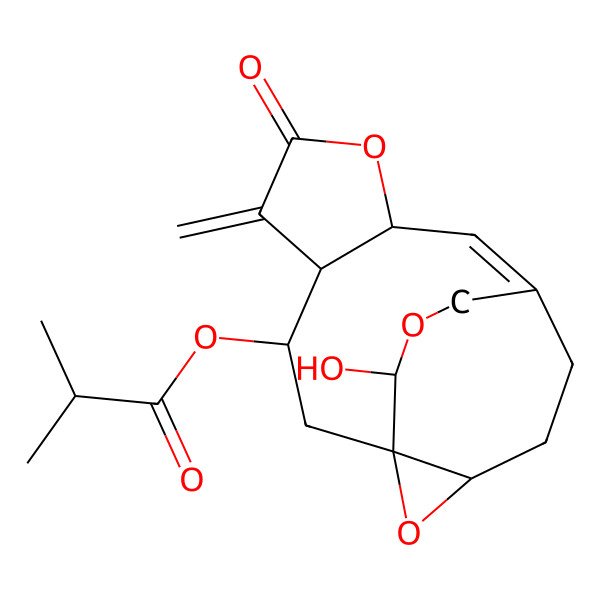 2D Structure of [(1S,3S,4R,8R,9Z,13R,15R)-15-hydroxy-5-methylidene-6-oxo-7,14,16-trioxatetracyclo[8.4.3.01,13.04,8]heptadec-9-en-3-yl] 2-methylpropanoate