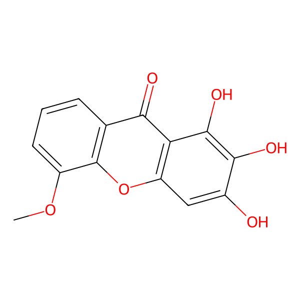 2D Structure of 1,2,3-Trihydroxy-5-methoxy-9H-xanthen-9-one
