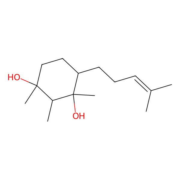 2D Structure of 1,2,3-Trimethyl-4-(4-methylpent-3-enyl)cyclohexane-1,3-diol