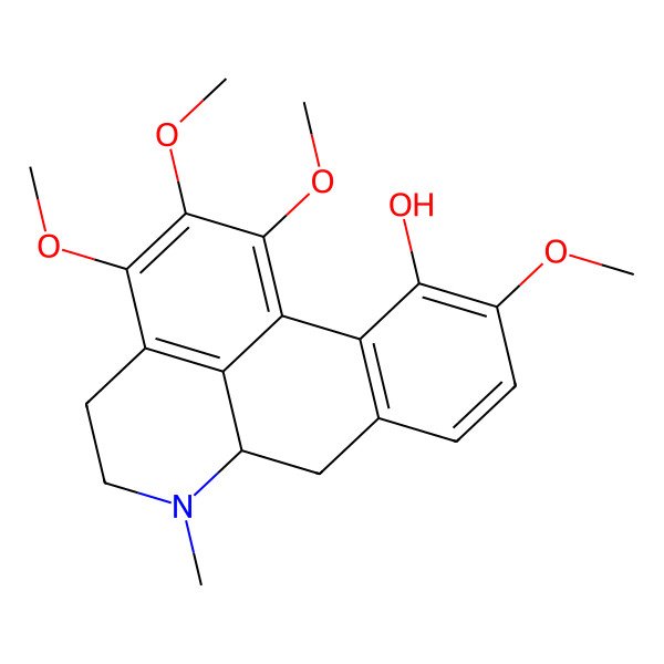 2D Structure of 1,2,3,10-tetramethoxy-6-methyl-5,6,6a,7-tetrahydro-4H-dibenzo[de,g]quinolin-11-ol