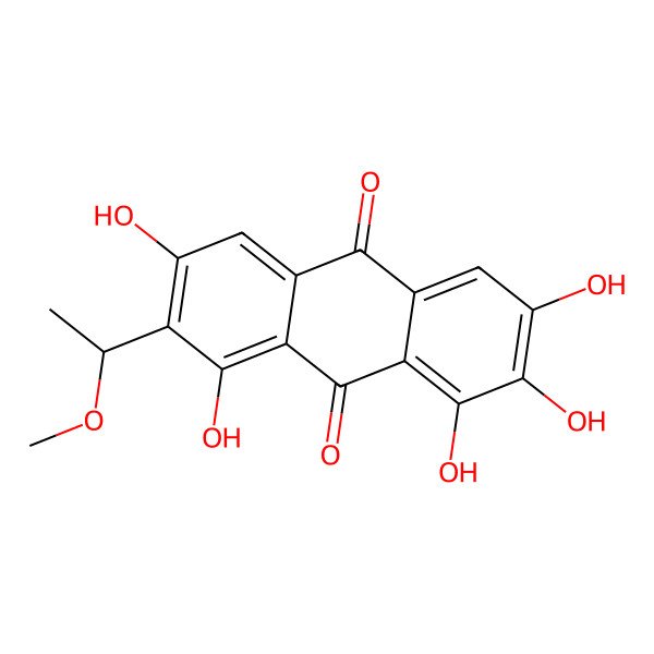 2D Structure of 1,2,3,6,8-Pentahydroxy-7-(1-methoxyethyl)anthracene-9,10-dione