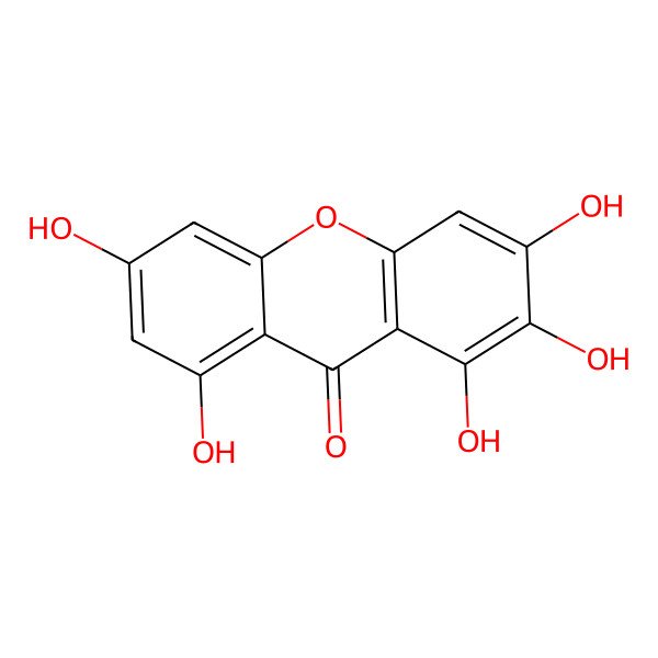 2D Structure of 1,2,3,6,8-Pentahydroxyxanthen-9-one