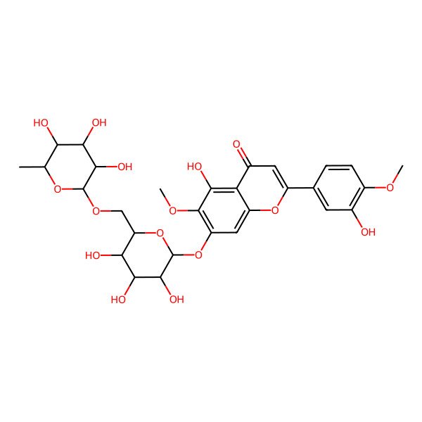 2D Structure of 5-Hydroxy-2-(3-hydroxy-4-methoxyphenyl)-6-methoxy-7-[3,4,5-trihydroxy-6-[(3,4,5-trihydroxy-6-methyloxan-2-yl)oxymethyl]oxan-2-yl]oxychromen-4-one