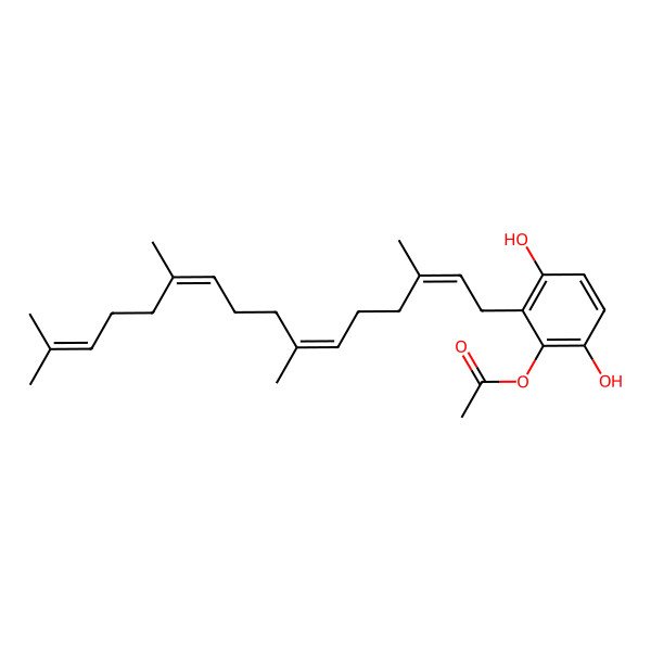 2D Structure of 1,2,4-Benzenetriol, 3-(3,7,11,15-tetramethyl-2,6,10,14-hexadecatetraenyl)-, 2-acetate, (E,E,E)-