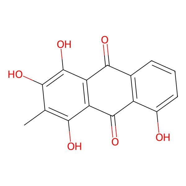 2D Structure of 1,2,4,5-Tetrahydroxy-3-methylanthracene-9,10-dione