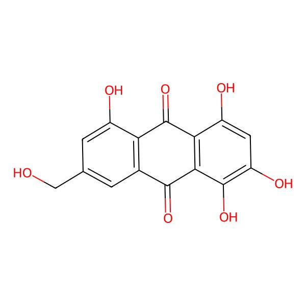 2D Structure of 1,2,4,5-Tetrahydroxy-7-(hydroxymethyl)-9,10-anthraquinone