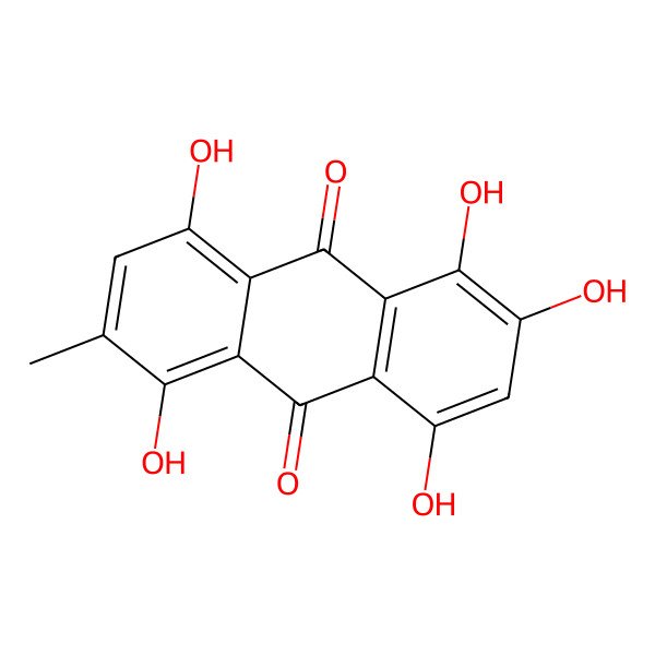 2D Structure of 1,2,4,5,8-Pentahydroxy-6-methylanthracene-9,10-dione