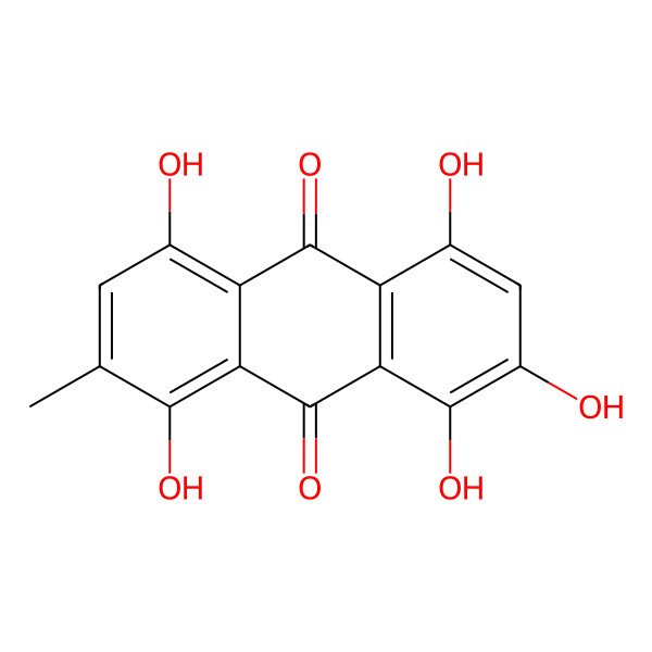 2D Structure of 1,2,4,5,8-Pentahydroxy-7-methylanthracene-9,10-dione